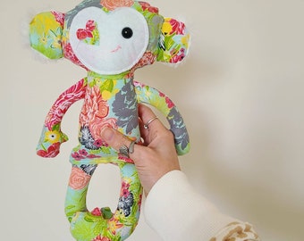 VDAY SALE Monkey Rose.  Handmade Stuffed Friend