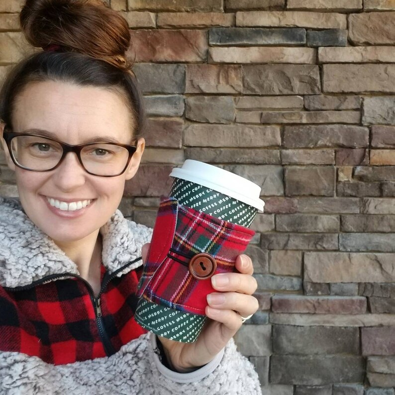 The Coffee Sleeve. Christmas Plaid Flannel Etsy