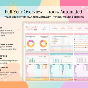 Advanced Paycheck Budget Spreadsheet • Google Sheets & Excel Template • Automated Ongoing Income and Expense Tracker with Bill Calendar image 14