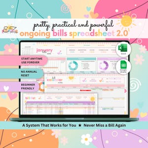 Hoja de cálculo mensual para facturas • Control de presupuesto para personas con TDAH en Google Sheets y Excel • Sin reinicio anual • Planificador financiero para principiantes