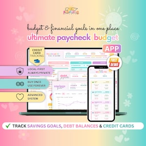 Ultimate Paycheck Budget App • Paycheck Budget, Savings, Debt Payments, Bank Accounts and Credit Cards • Desktop & Mobile • ADHD-friendly