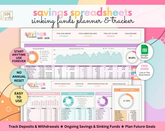 ADHD-Friendly Sinking Funds Spreadsheet • Savings Planner and Tracker for Google Sheets • Simple Beginner-Friendly Template