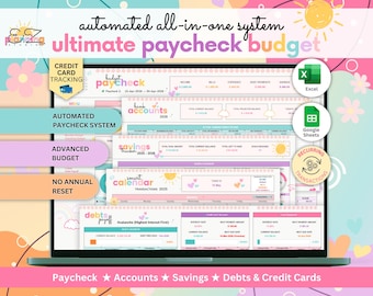 Ultimate Paycheck Budget Spreadsheet • Ongoing All-in-One Google Sheets and Excel Template • Paycheck, Bills, Savings, Debt and Loan Tracker