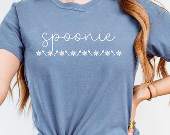 Spoonie Shirt, Spoon Theory Awareness Comfort Colors Tee, Spoonie Support Gift | Gift for Chronic Illness Invisible Hidden Disability Spoony