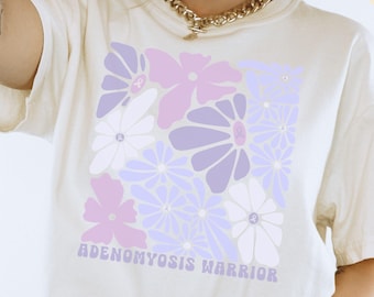 Adenomyosis Purple Awareness Comfort Colors Shirt | Adeno Tee | Purple Support Ribbon T-Shirt | Birthday Gift for Her Invisible Illness