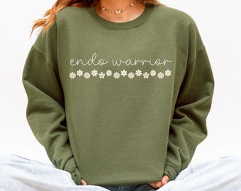 Endo Warrior Sweatshirt | Endometriosis Awareness Crewneck Sweater, Yellow Flare Day Crew Neck Jumper, Supportive Gift Idea Excision Surgery
