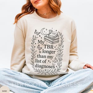 Chronic Illness Reader Sweatshirt | Flare Day Apparel, Bookish Spoonie Crewneck Sweater, Invisible Illness Book Lover Gift, TBR Humor Jumper