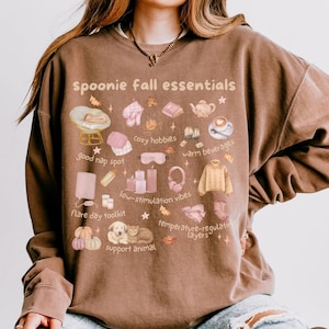 Spoonie Fall Sweatshirt | Comfort Colors Chronic Illness Awareness Sweater | Autumn Spoony Gift | Watercolor Spoon Theory Flare Day Crewneck