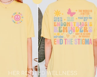 Endometriosis Awareness Shirt | Comfort Colors Endo Tee | Yellow Retro Endometriose Tshirt | Supportive Gift Idea | Excision Care Package