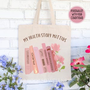 Custom Chronic Illness Tote | Personalized Diagnosis Bag | Invisible Illness Bookish Support Gift, Hidden Disability Spoonie Visibility Gift