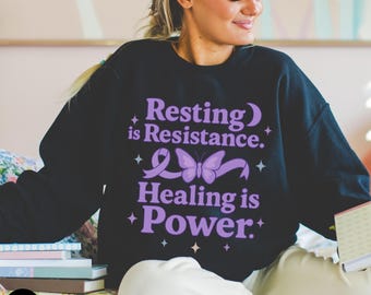 Flare Day Chronic Illness Sweatshirt, Rest Is Resistance Feminist Crewneck, Invisible Illness Spoonie Sweater, Healing Era Self Care Gift
