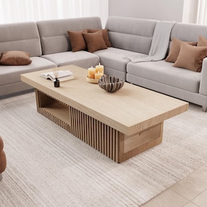 Modern Coffee Table, Wooden oak coffee table, Unique coffee table, Aesthetic coffee table, armhouse Coffee Table,  Living room table