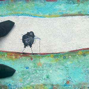 Raven Abstract Oilcloth Kitchen Rug Painted Floorcloth Thin Entryway Mat Durable Patio Carpet Blackbird Art Crow Abstract Area Rug Vinyl Rug
