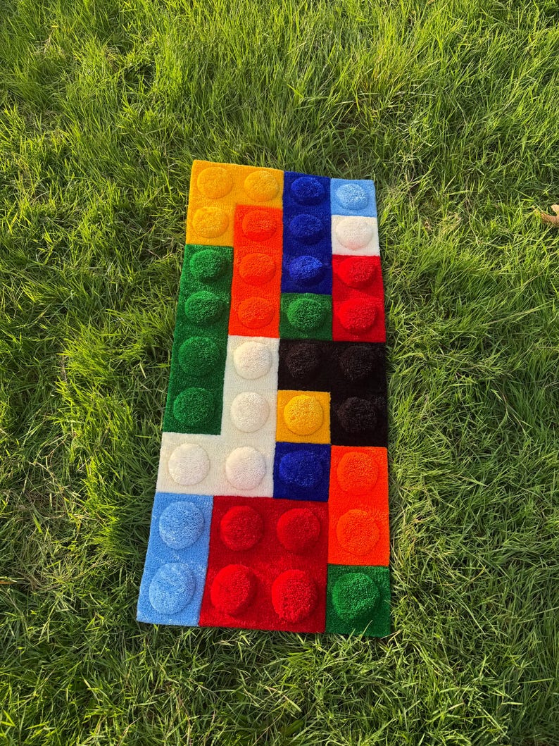 Lego Rug Sticker 3D Lego Hand-tufted Rug: Colorful Handmade Lego Rug. Kid’s Room Funny ...