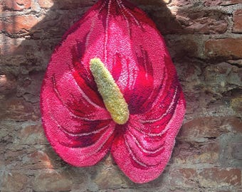Tapete de antúrio tufado feito à mão: decoração de parede floral