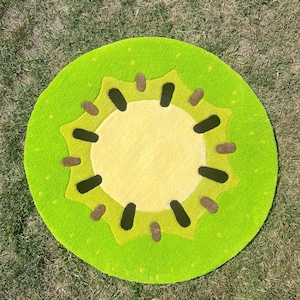 Handmade Bluey Kiwi Tufted Rug: Nursery & Kid's Room Decor