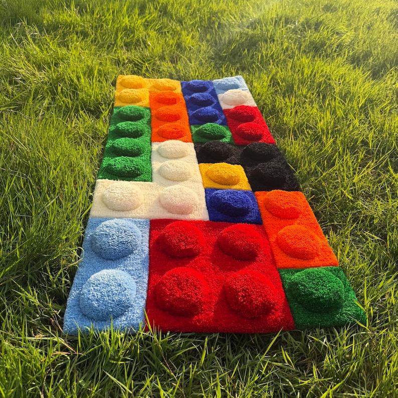 Lego Rug Sticker 3D Lego Hand-tufted Rug: Colorful Handmade Lego Rug. Kid’s Room Funny ...