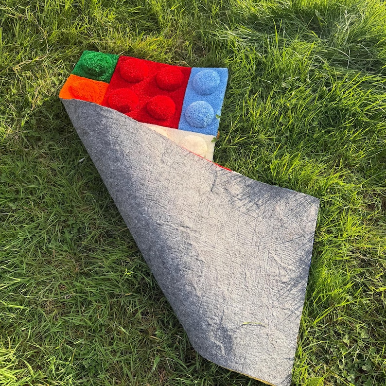 Red Lego Rug 3D Lego Hand-tufted Rug: Colorful Handmade Lego Rug. Kid’s Room Funny ...