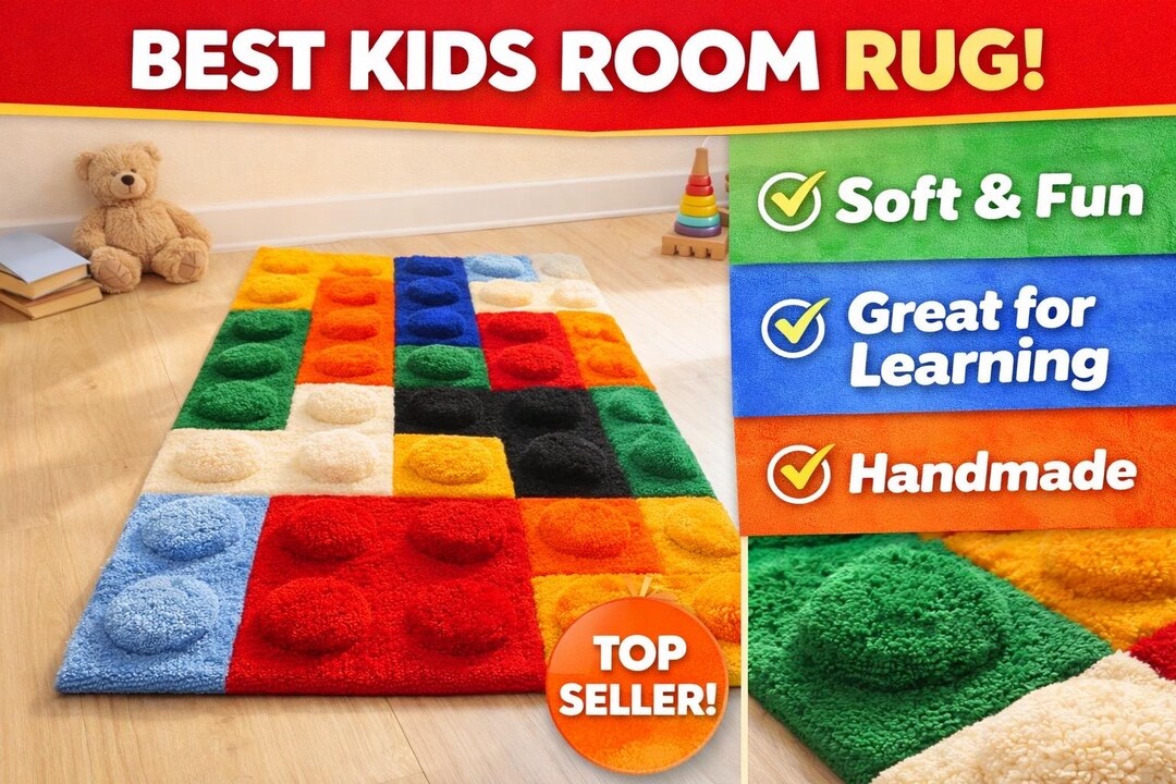 Lego Rug Sticker 3D Lego Hand-tufted Rug: Colorful Handmade Lego Rug. Kid’s Room Funny ...