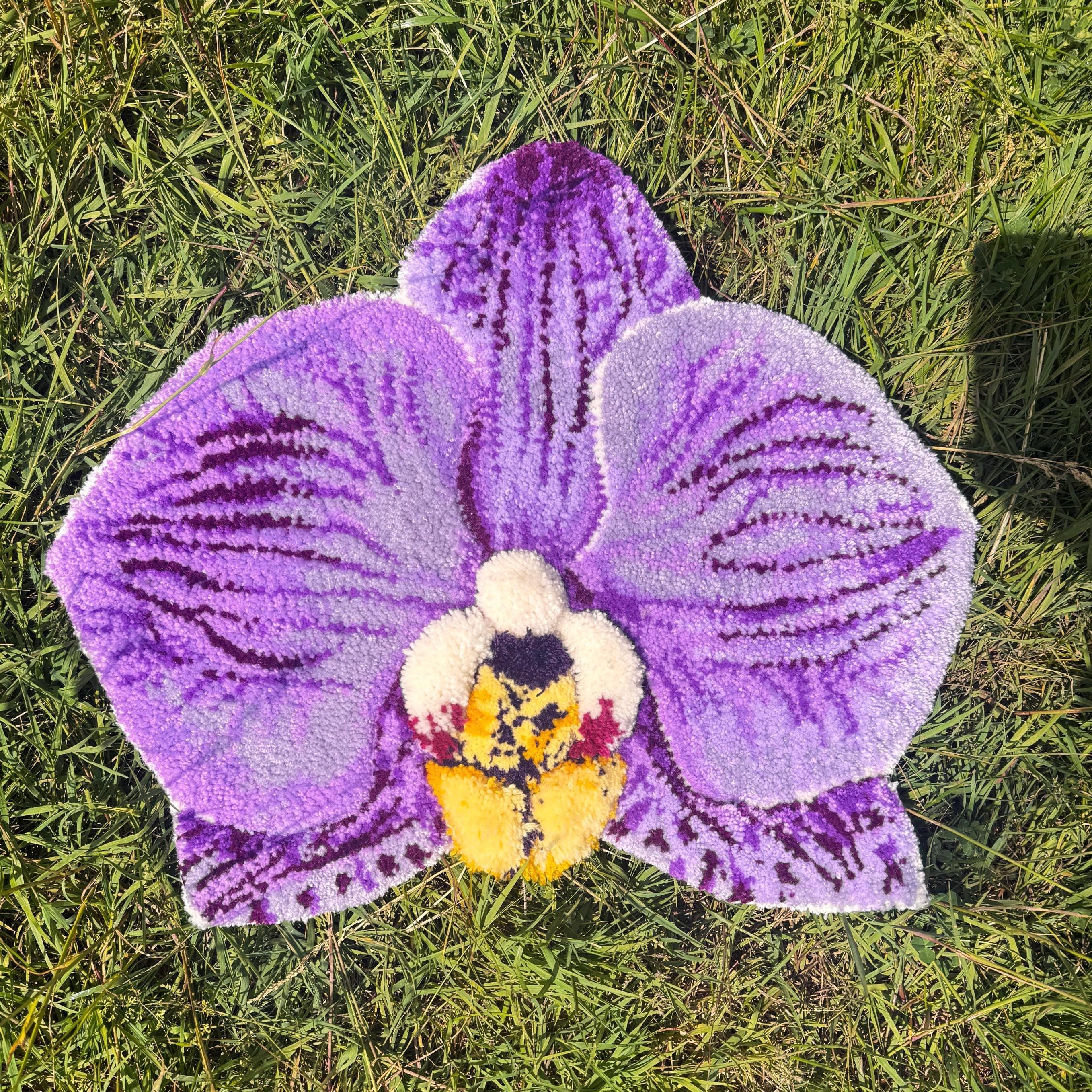 Handmade Purple Orchid Tufted Rug: Floral Wall Hanging - Etsy