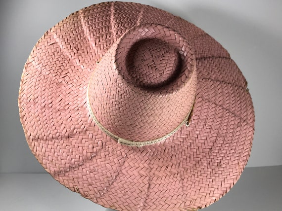 Pink Straw Sun Hat . Wide Brim Woven . Summer Beac