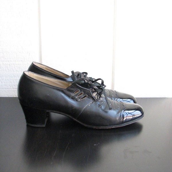 Vintage 20s Edwardian Black Shoes 10