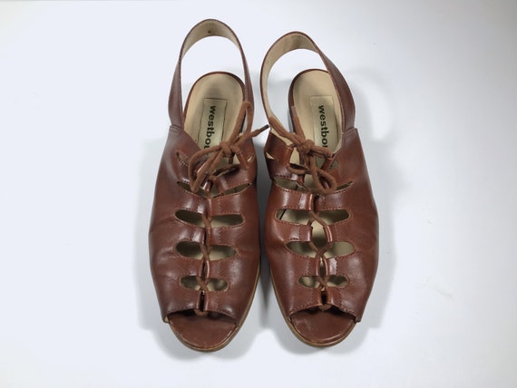Brown Lace Up Summer Sandals 30s Style