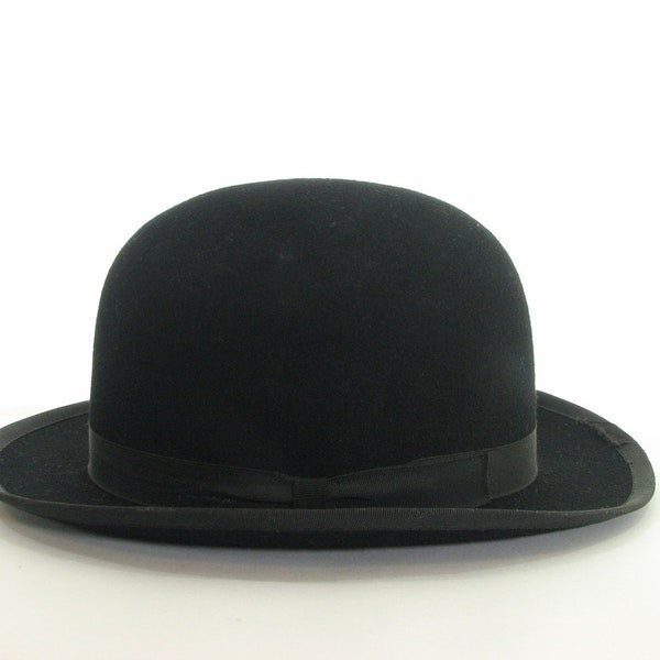 Vintage Black Bowler Derby Hat / Clockwork Orange / Charlie Chaplin / Steampunk 7