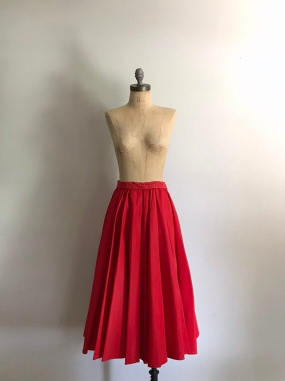 Red Full Circle Skirt . 50s Formal XS