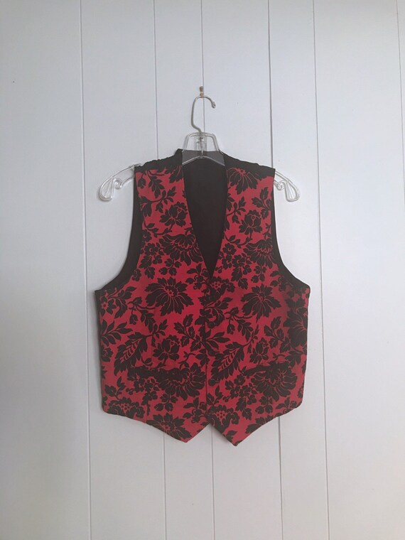 Vest Antique 30s Red Floral Print Dandy 40