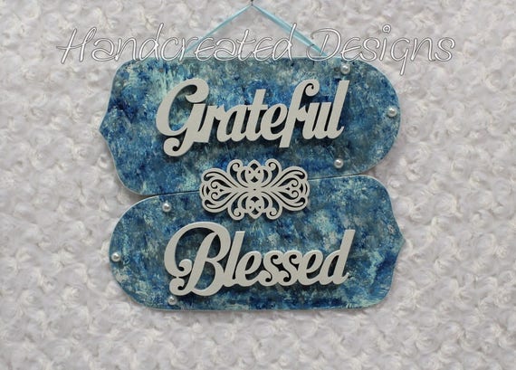 Blue Grateful Blessed Sign Repurposed Fan Blade Wall Art Etsy