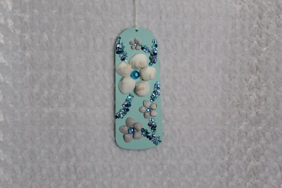 Blue Seashell Wall Decor Repurposed Fan Blade Wall Art Home Etsy