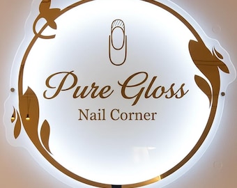 3D Custom Acrylic Backlit Sign | Custom Acrylic Business Sign | Business Logo Sign | Round Acrylic Sign | Acrylic Bar Sign | Salon Decor