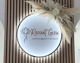 3D Custom Beauty Studio Glow Up Sign, Business Logo Signs, Acrylic Salon Backlit Sign, Wall and Door Office Sign, Wall Led Salon Logo Sign