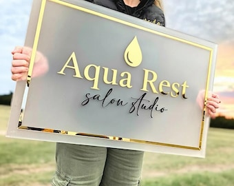 Frosted 3D Acrylic Business Sign, Custom Business Logo Sign, Acrylic Logo Sign, Business Door Sign