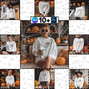 Halloween Gildan 18000 Mockup, Halloween Sweatshirt, Halloween Bundle, Sweatshirt Mockup, Digital Download, Print on Demand