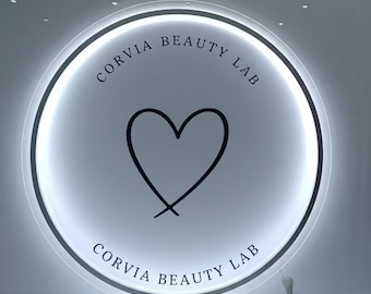 Custom Acrylic Business Backlit Sign, Round Acrylic Sign, Business logo sign, 3d and UV printed Custom Logo Sign, Illuminated sign