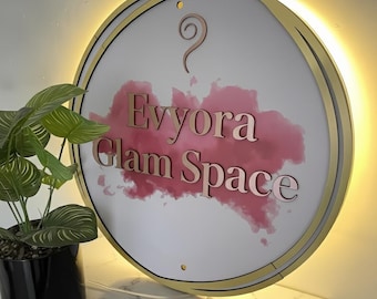 Acrylic Business Backlit Sign | Business Logo Sign | Custom Business Sign | Acrylic Bar Sign | Round Acrylic Sign | Salon Decor