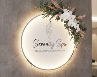 Custom Studio Glow Up Sign, Acrylic Salon Backlit Sign, Wall Led Salon Logo Sign, Business Logo Signs, Wall and Door Office Sign
