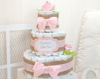 Cute Baby Gift | Baby Sprinkle Gift | Baby Shower Diaper Cake Gift for Girl