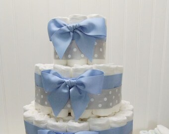 Diaper Cake | Baby Gift | Blue Diaper Cake Boy | Baby Shower Decoration | Classic Blue Centerpiece | Baby Diaper Cake