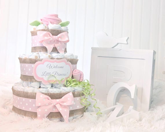 Pretty Pink Polka Dot Diaper Cake