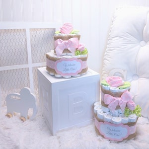 Diaper Cake for Girl Pink Rose Baby Shower Gift Table Centerpiece ...