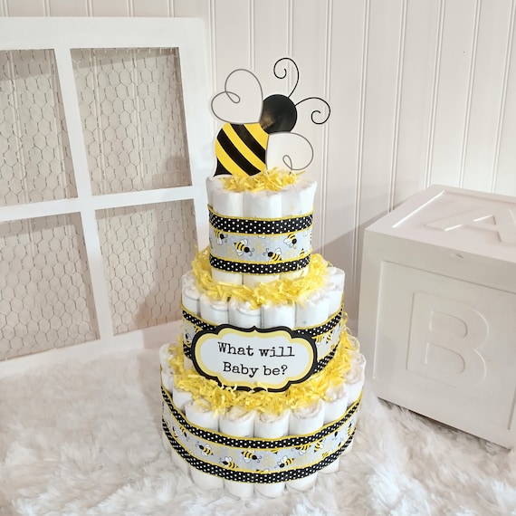 What Will Baby Bee Diaper Cake | Gender Reveal Baby Shower Gift
