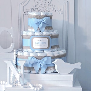 Blue Diaper Cake | Baby Boy Gift | Baby Shower Gift | Gift for Expecting Mom