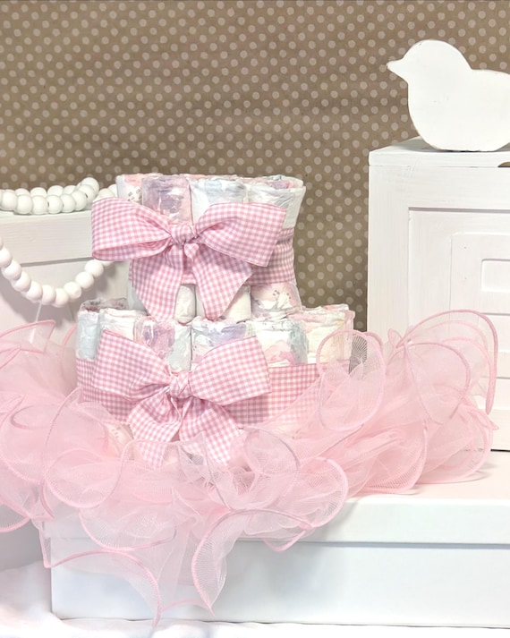 Pretty Pink Gingham Honest Diaper Cake