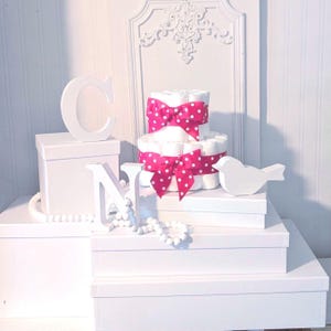 Hot Pink Polka Dot Diaper Cake: Baby Shower Centerpiece
