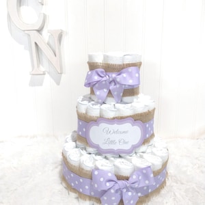 Lavender Purple Diaper Cake: Baby Shower Gift Centerpiece Decoration