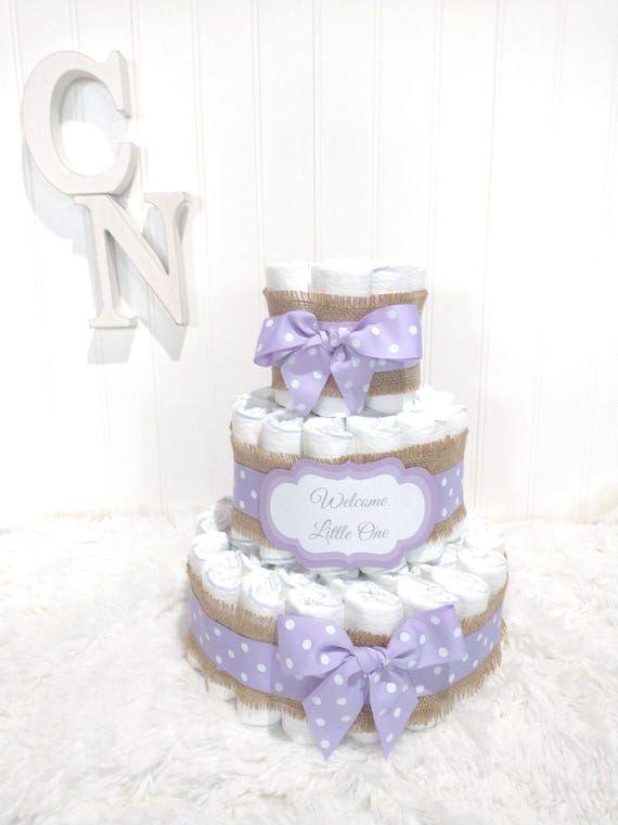 Lavender Purple Diaper Cake: Baby Shower Gift Centerpiece Decoration
