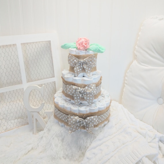 Pretty Pink Polka Dot Diaper Cake